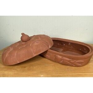 VTG 1994 Boston Warehouse Trading Corp Garlic Onion Terracotta Covered Roaster